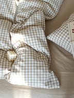 Cotton Small Gingham Bedding Set - Beige