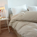 Cotton Small Gingham Duvet Cover Set - Beige