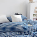 Cotton Small Gingham Duvet Cover Set - Blue