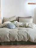 Cotton Small Gingham Bedding Set - Green