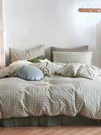 Cotton Small Gingham Bedding Set - Green