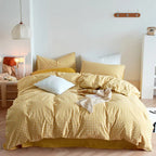 Cotton Small Gingham Duvet Cover Set - Yellow
