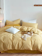Cotton Small Gingham Bedding Set - Yellow