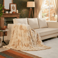 Beige Cinched Faux Fur Blanket