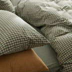 Cotton Small Gingham Duvet Cover Set - Green