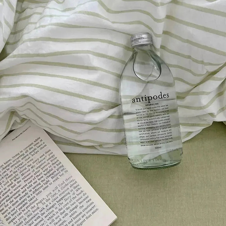 Green Striped Duvet Cover