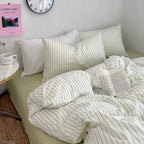 Green Striped Duvet Cover