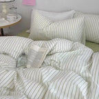 Green Striped Duvet Cover