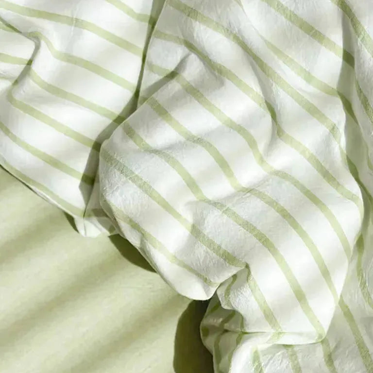 Green Striped Duvet Cover