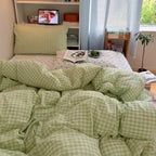 Cotton Small Gingham Duvet Cover Set - Pastoral Green