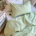 Cotton Small Gingham Duvet Cover Set - Pastoral Green