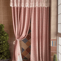 Pink Ditsy Floral Curtain with Lace