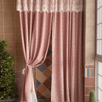 Pink Ditsy Floral Curtain with Lace