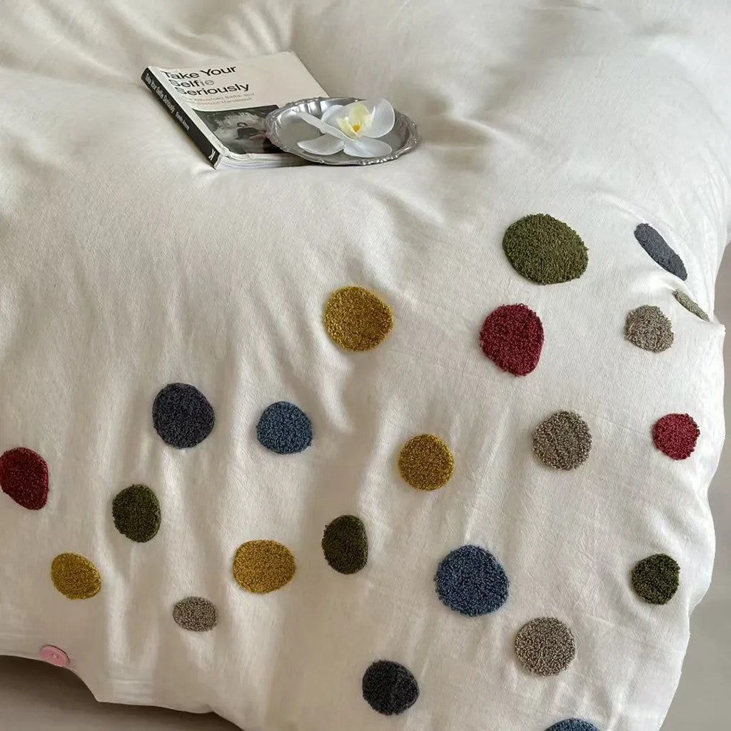 Playful Polka Dot Tufted Duvet Cover