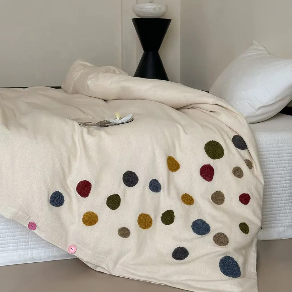 Playful Polka Dot Tufted Duvet Cover