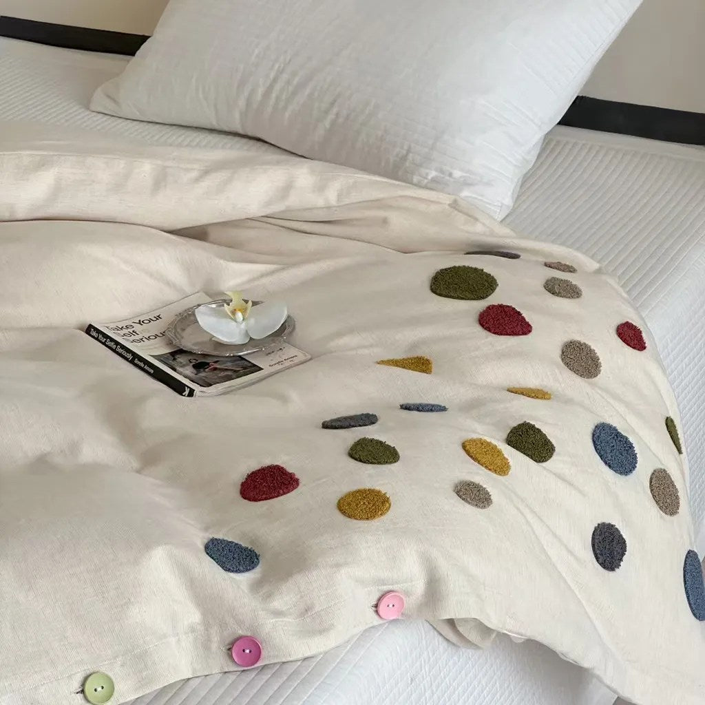 Playful Polka Dot Tufted Duvet Cover