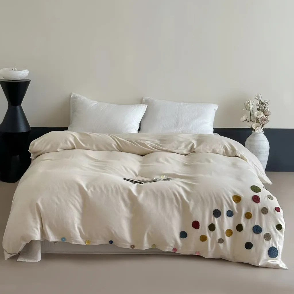 Playful Polka Dot Tufted Duvet Cover