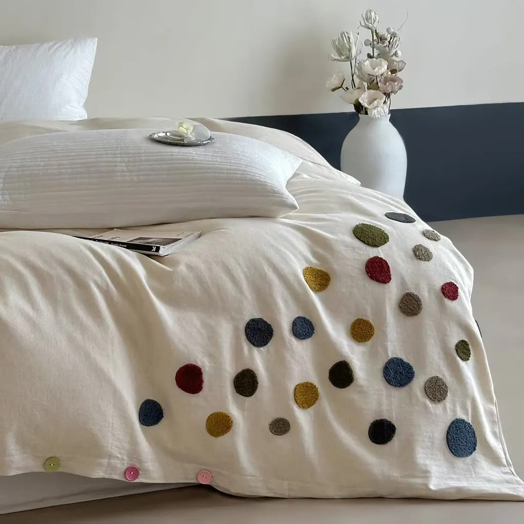 Playful Polka Dot Tufted Duvet Cover