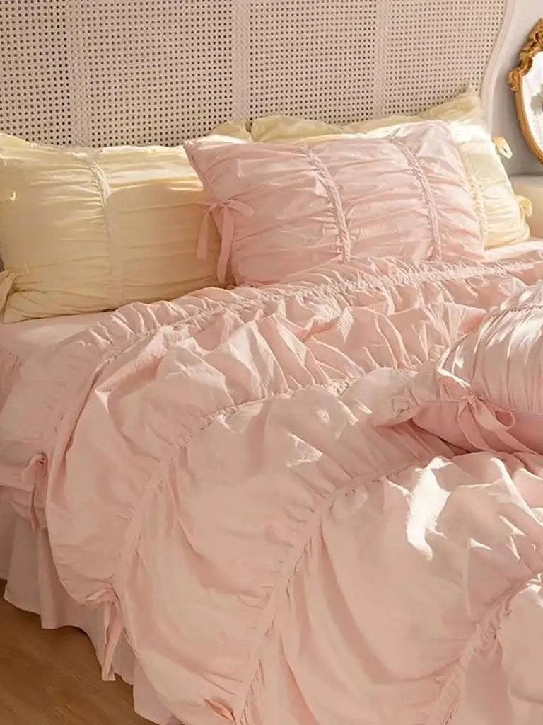 Princess Ruched Bedding Set - Pink