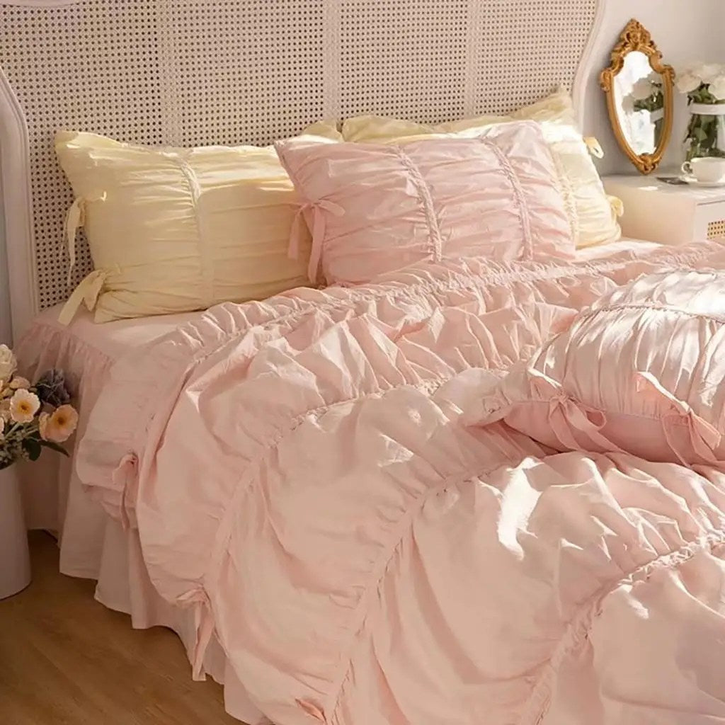Princess Ruched Duvet Cover - Pink