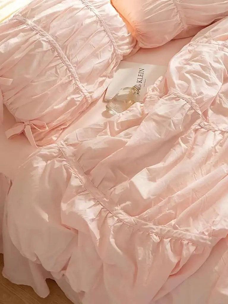 Princess Ruched Bedding Set - Pink