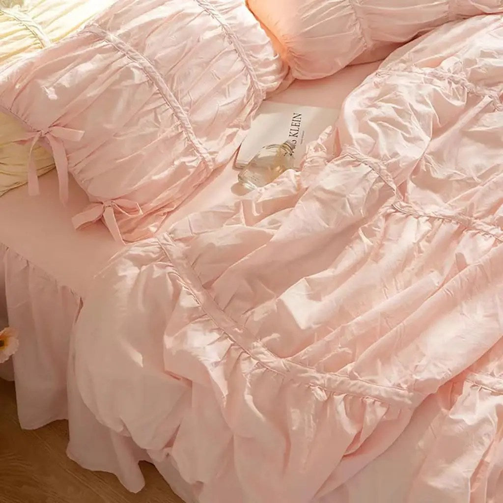 Princess Ruched Duvet Cover - Pink