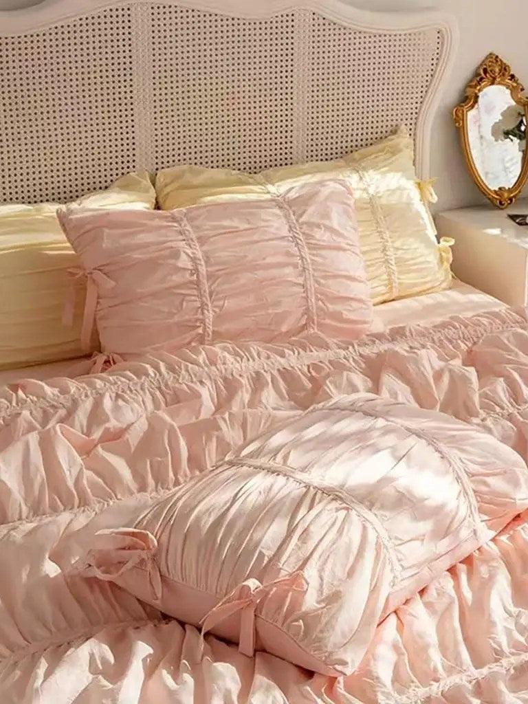 Princess Ruched Bedding Set - Pink