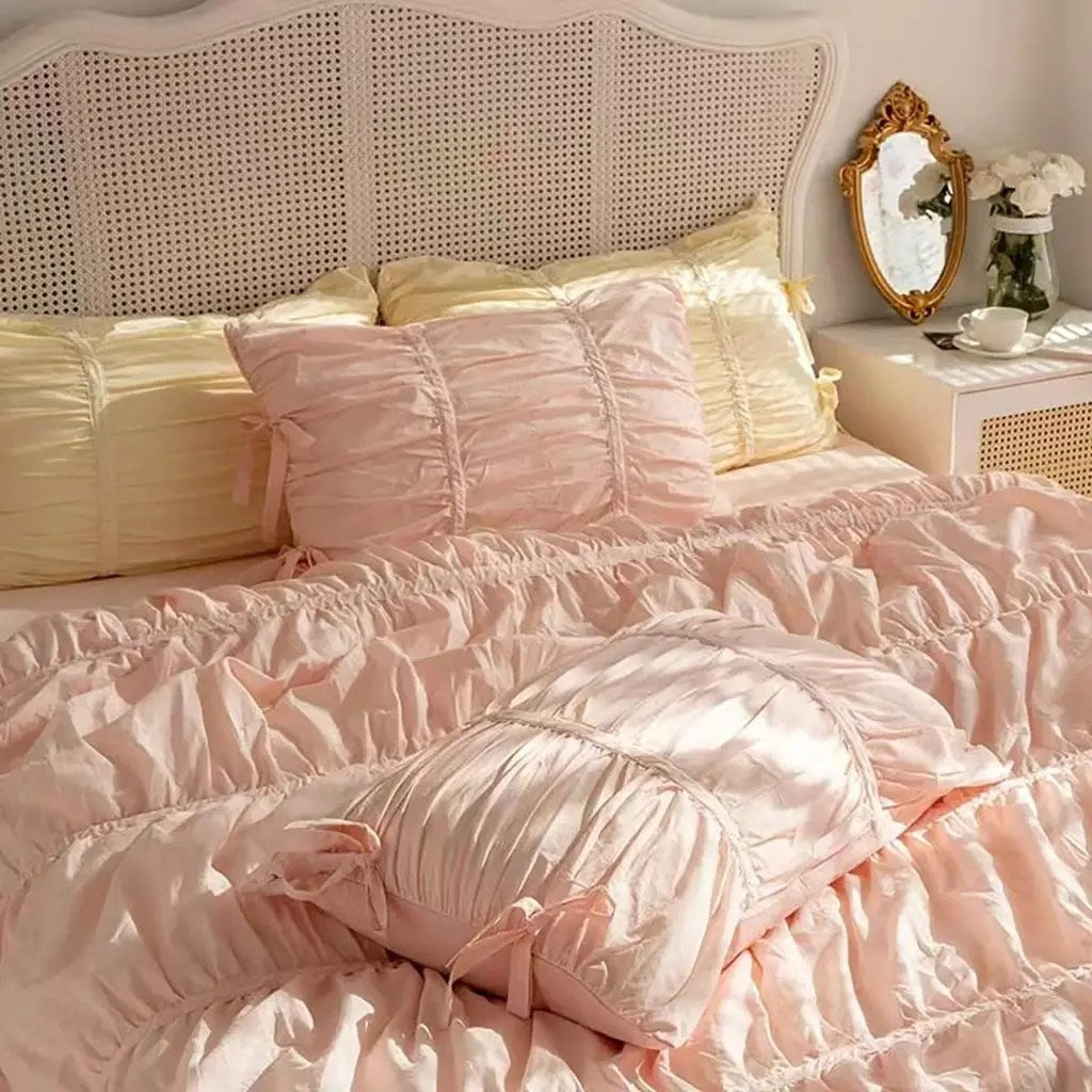 Princess Ruched Duvet Cover - Pink