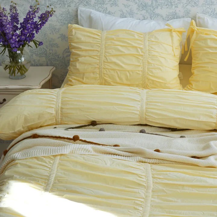 Princess Ruched Duvet Cover - Lemon