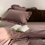 Purple Striped Ruffle Duvet Cover
