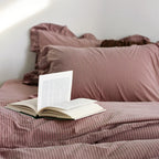 Purple Striped Ruffle Duvet Cover