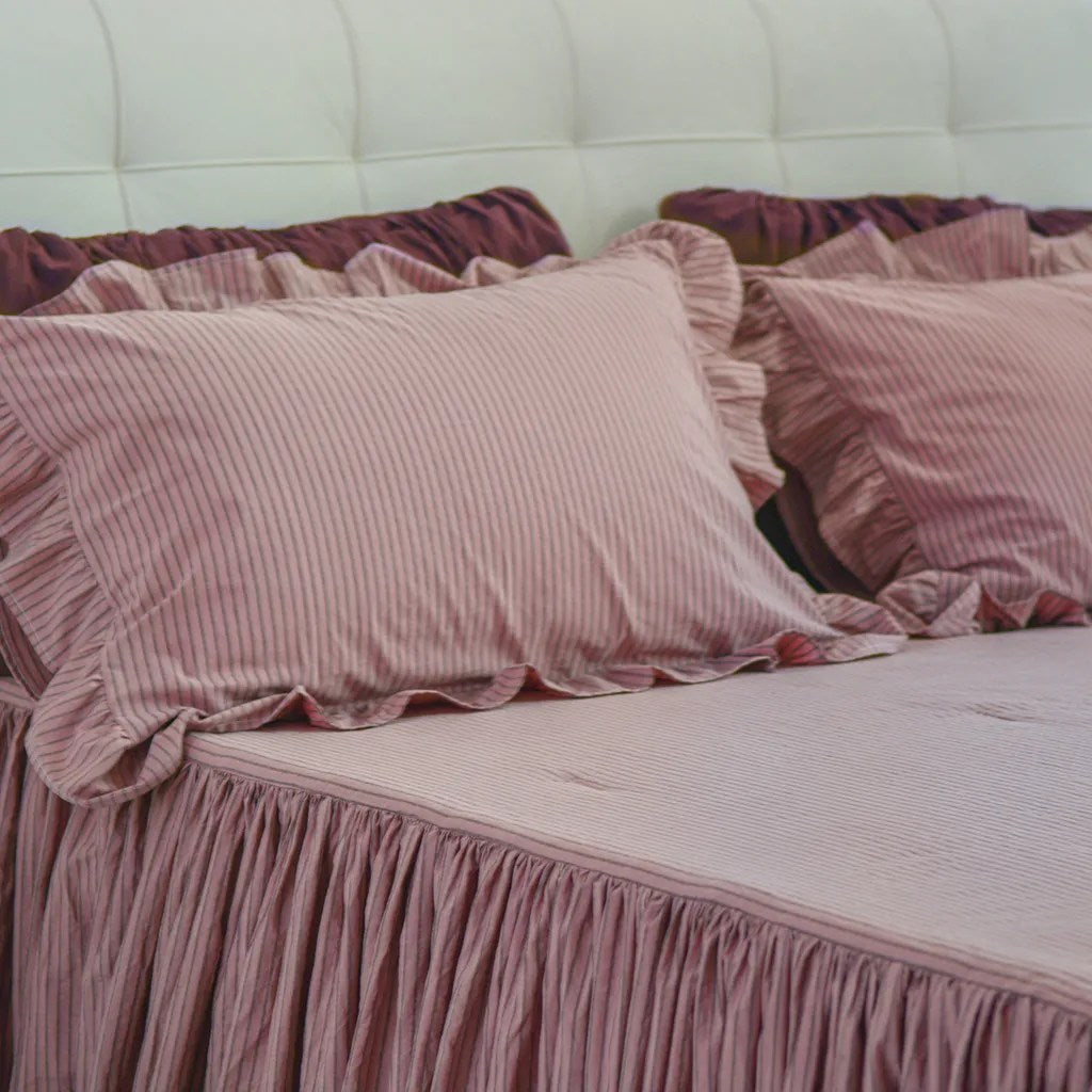 Rustic Cotton Purple Stripe Coverlet Set