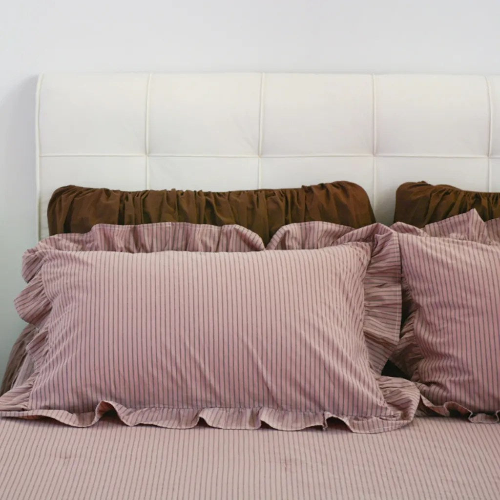 Rustic Cotton Purple Stripe Coverlet Set