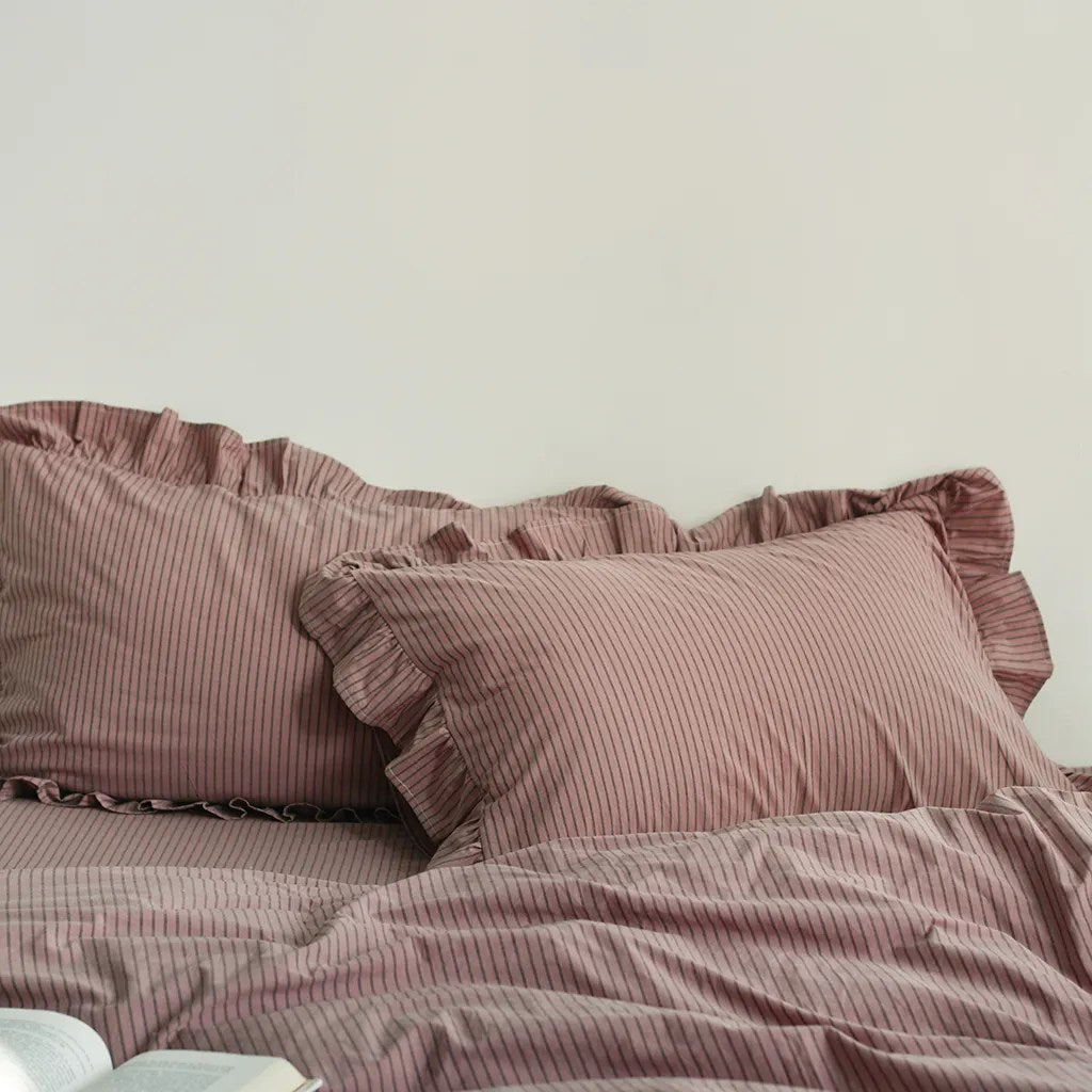 Rustic Cotton Purple Stripe Coverlet Set