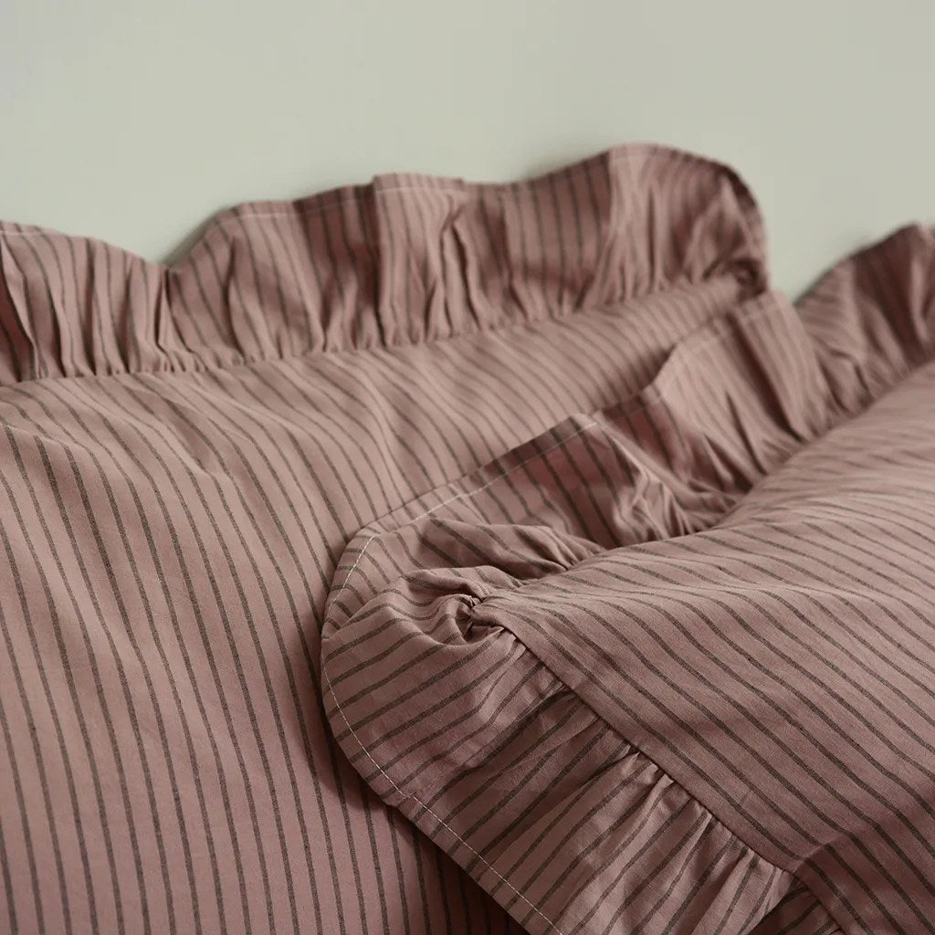 Rustic Cotton Purple Stripe Coverlet Set