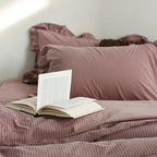 Rustic Cotton Purple Stripe Coverlet Set