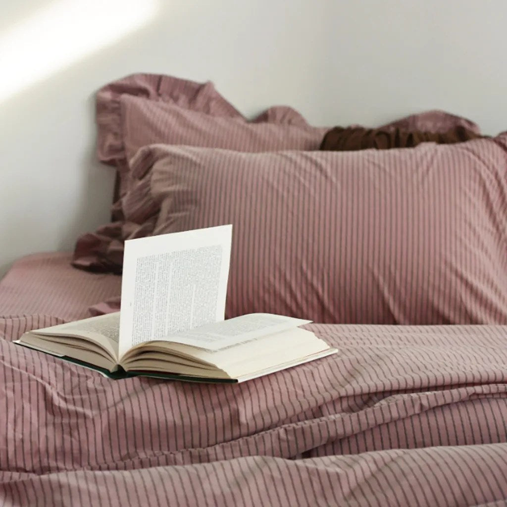 Rustic Cotton Purple Stripe Coverlet Set