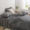 Rustic Gingham Duvet Cover with Ruffle - Black