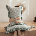 Rustic Gingham Pillowcase with Ruffle