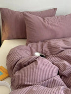 Purple Striped Bedding Set