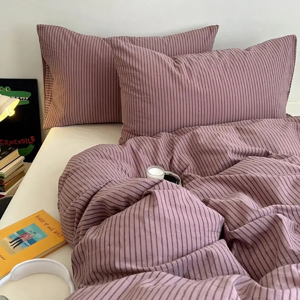 Purple Striped Duvet Cover