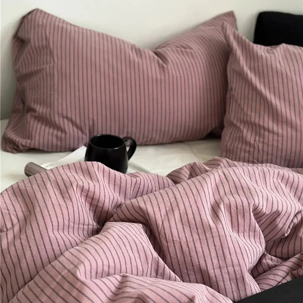 Purple Striped Duvet Cover