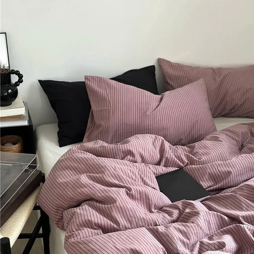 Purple Striped Duvet Cover