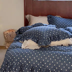 Vintage Blue Polka Dot Duvet Cover Set