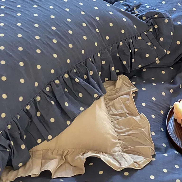 Vintage Blue Polka Dot Duvet Cover Set