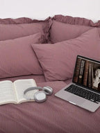 Purple Striped Bedding Set