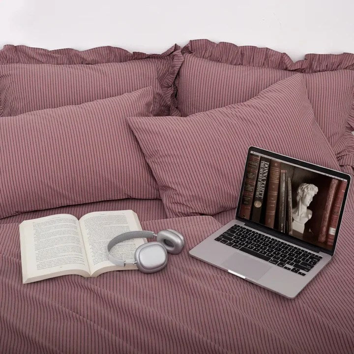 Purple Striped Duvet Cover