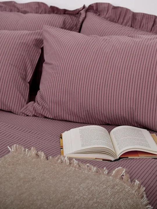 Purple Striped Bedding Set