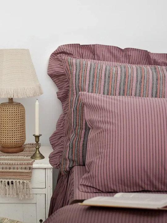 Purple Striped Bedding Set
