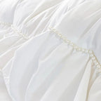 White Shabby Chic Pearl Beaded Duvet Cover Set